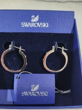 Swarovski Silver Tone Hoop Earrings